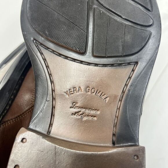 Structure Shoe Brown Leather Vera Gomma Men's 12D Dress Shoe Made In Italy - Picture 13 of 14
